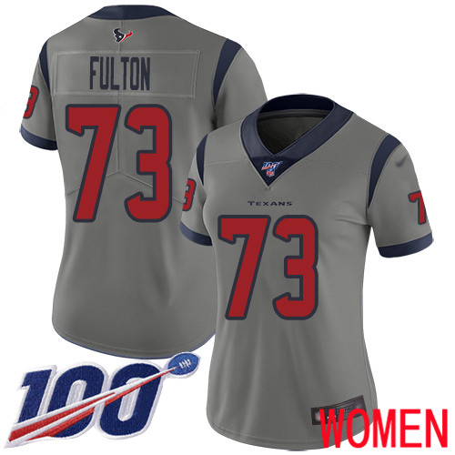 Houston Texans Limited Gray Women Zach Fulton Jersey NFL Football #73 100th Season Inverted Legend->houston texans->NFL Jersey